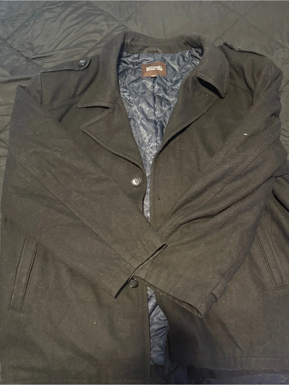 Michael Kors Men's Black Wool-Blend Pea Coat